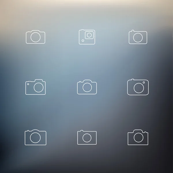 Contour ikoner kameror — Stock vektor