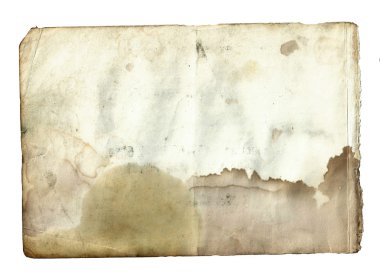 Eski vintage kirli bozuk boş sayfa kitap izole beyaz bir arka plan üzerinde