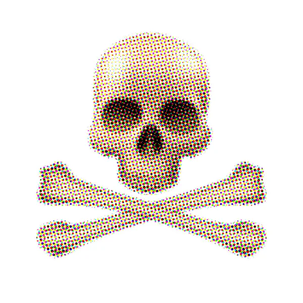 Halftone skull and crossbones — Stock Photo, Image