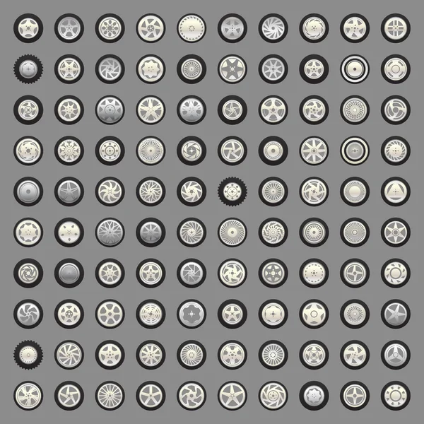 Набір коліс і дисків — стоковий вектор