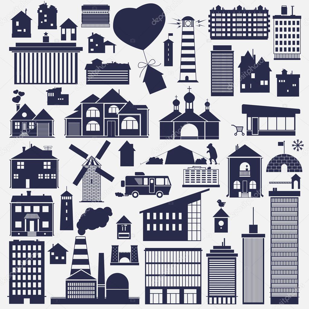 Vector set of different buildings for your design