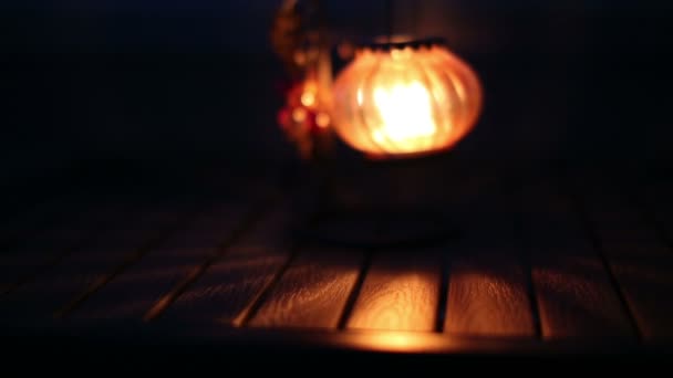 Lantern with a candle — Stock Video