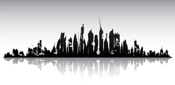 Skyline ruined city — Stock Vector