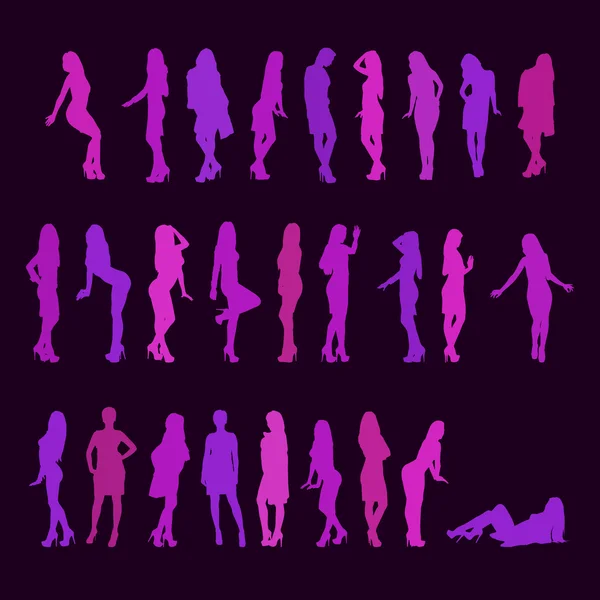 Set silhouettes of sexy girls — Stock Vector