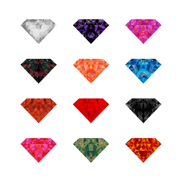 Low poly diamonds — Stock Vector