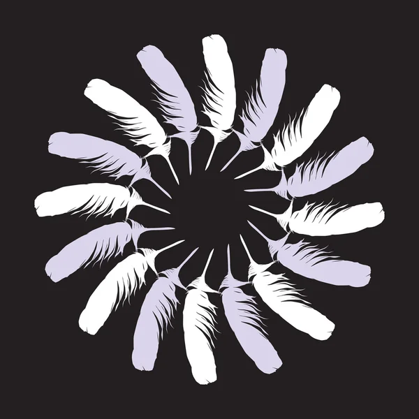 Plumes peintes en blanc pliées en cercle . — Image vectorielle