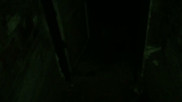 Прогулки по страшному месту в темноте обзор от первого лица . — стоковое видео
