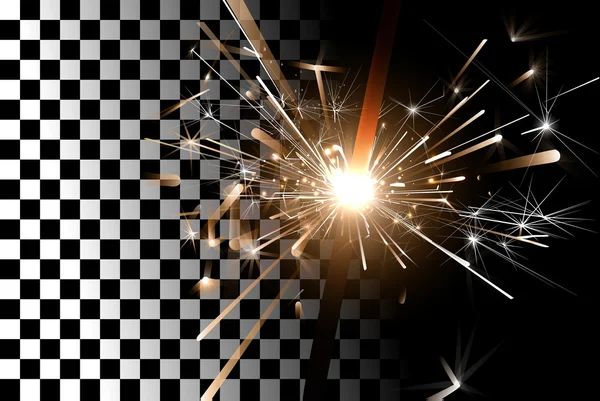 Sparkler op een transparante achtergrond — Stockvector