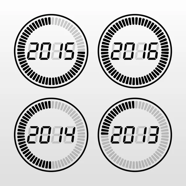 Digital years time icon set. — Stock Vector