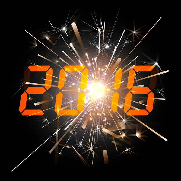 Numéros numériques 2016 année temps sur un fond de feu d'artifice coloré . — Image vectorielle