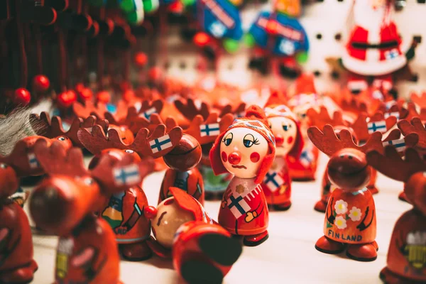 Many red little Finland christmas toys. — Stock Photo, Image