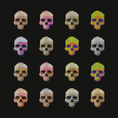 Kafatasları piksel çok renkli.