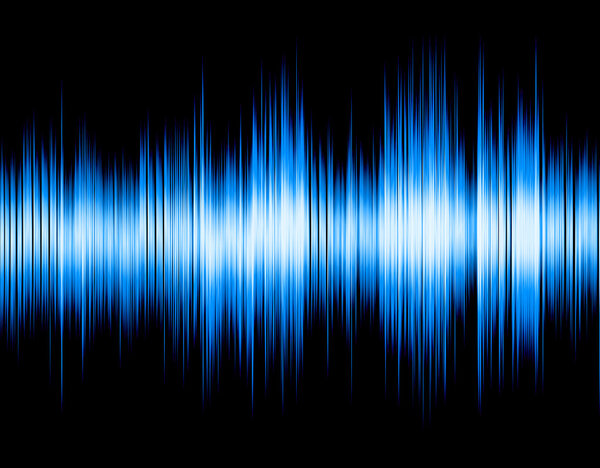 Blue abstract digital sound wave.