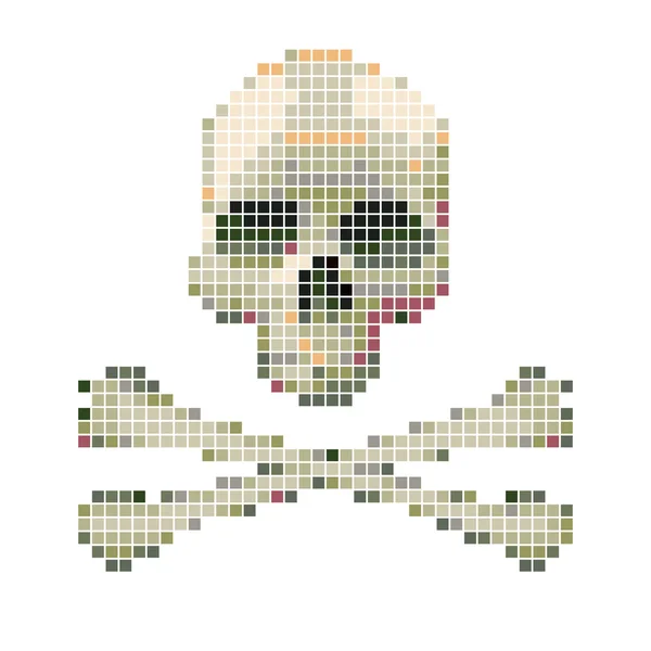 Crânio e ossos cruzados recolhidos a partir de pixels . —  Vetores de Stock