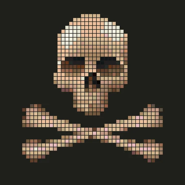 Cráneo y huesos cruzados recogidos de píxeles . — Archivo Imágenes Vectoriales