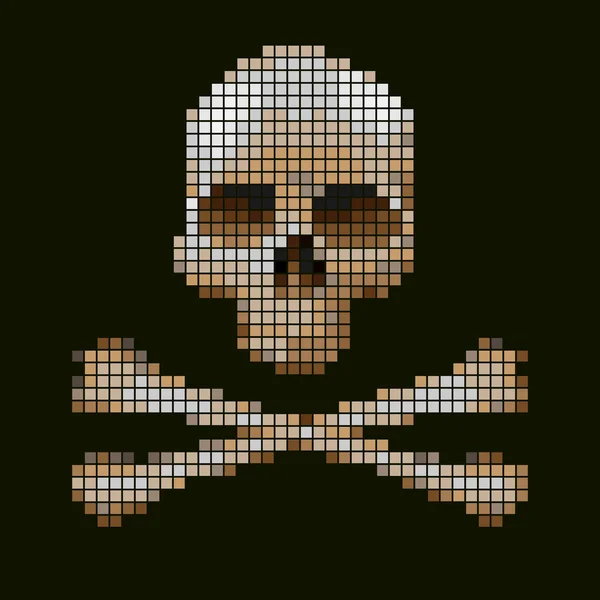 Skull and crossbones verzameld van pixels. — Stockvector