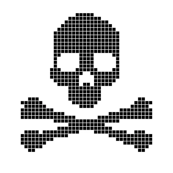 Skull and crossbones verzameld van pixels. — Stockvector