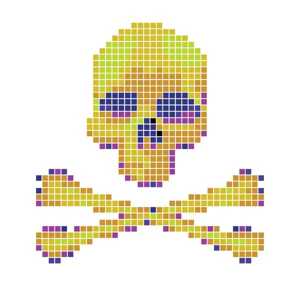 Crânio e ossos cruzados recolhidos a partir de pixels . —  Vetores de Stock