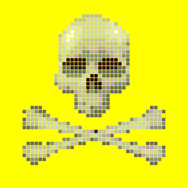 Skull and crossbones verzameld van pixels. — Stockvector