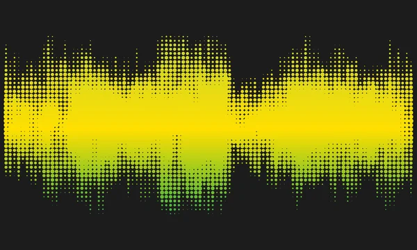 波の形で黄色と緑のハーフトーン抽象デザインの背景. — ストックベクタ