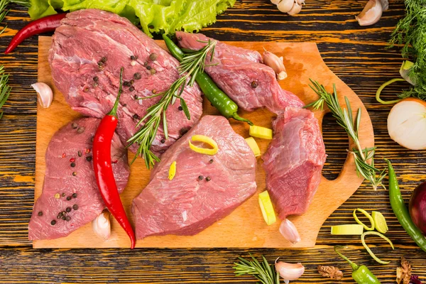 Top down perspectief van rood vlees — Stockfoto