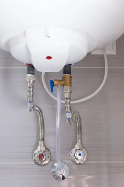 Exposed plumbing under bathroom sink — Stock Photo, Image