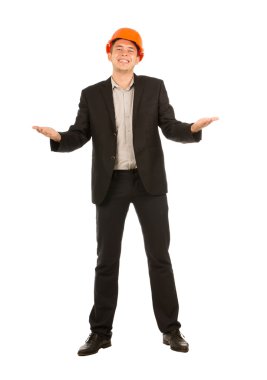 Kameraya bakarak orta yaş mutlu erkek mühendis