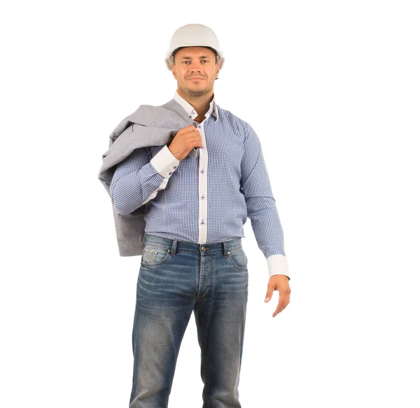 Engineer Carrying Coat on Shoulder Looking Camera — Stock Photo, Image