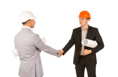 iki el beyaz zemin üzerine mühendisler