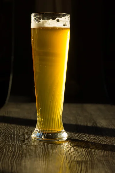 Vaso alto de cerveza a la luz del sol — Foto de Stock