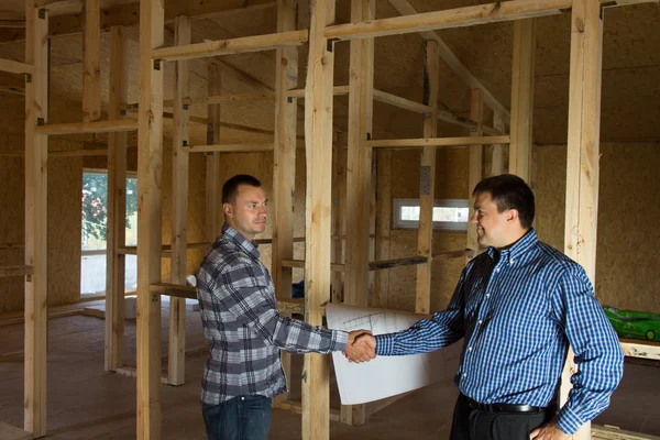 Engineer and Architect Agreed Building Design — Stock Photo, Image