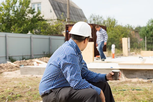 Builder på fika — Stockfoto