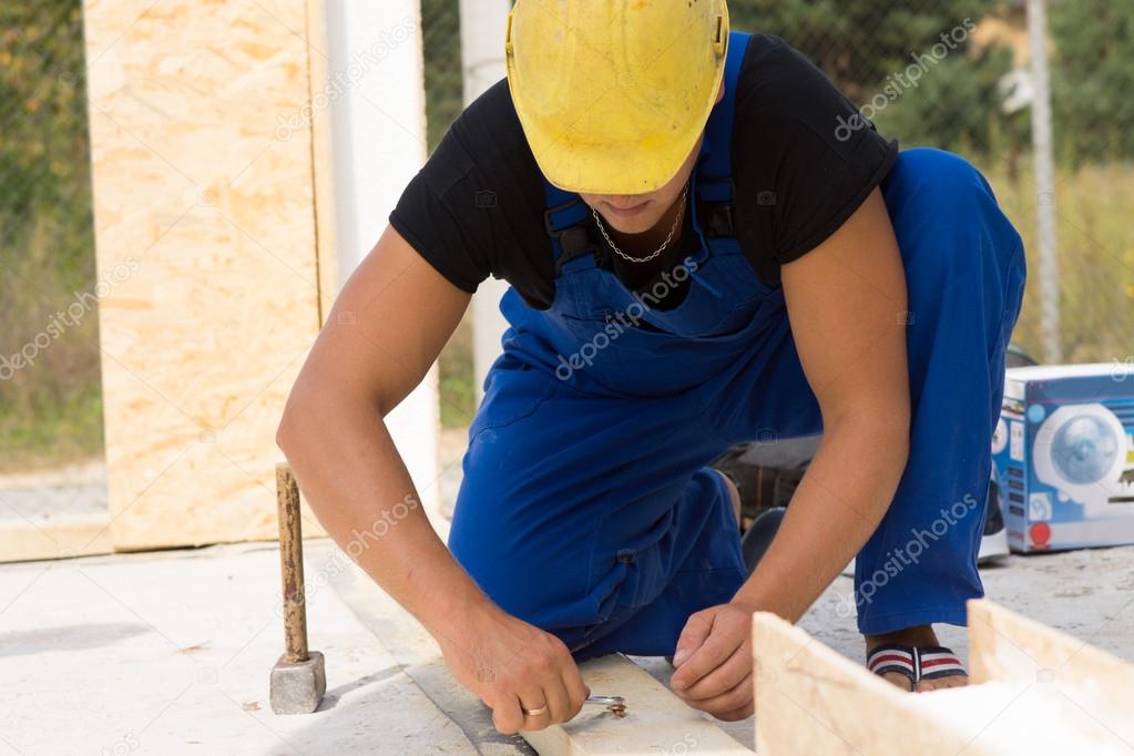 Builder working on a construction site