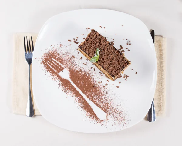 Overhead view of a portion of freshly baked cake — Stock Photo, Image