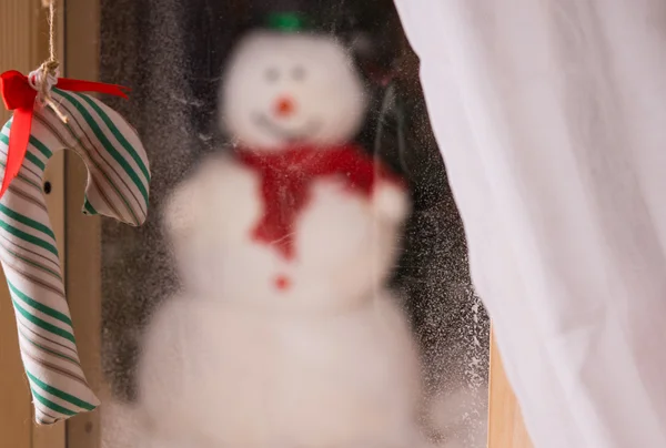 Candy cana e boneco de neve de Natal — Fotografia de Stock