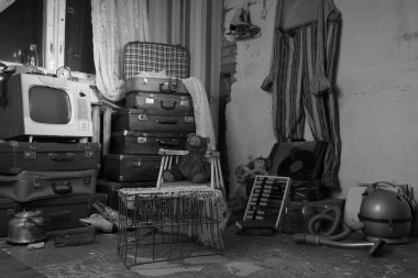 Junked Old Items in a Room clipart