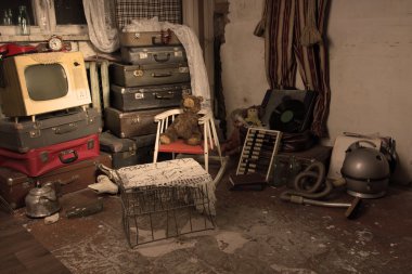 Junked Old Items in an Old Room clipart