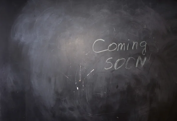 Coming Soon Texts on Black Chalkboard — Stock Photo, Image