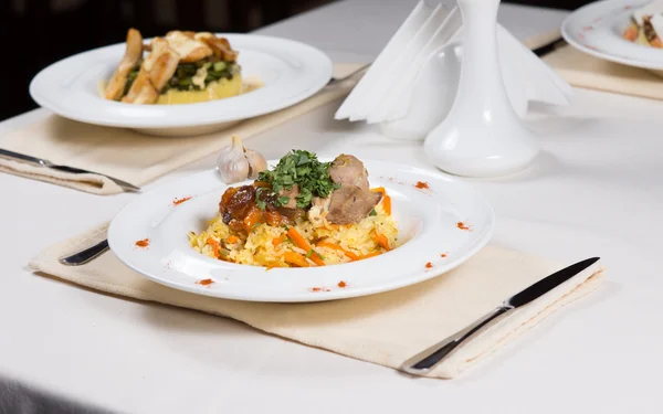 Prepared Dishes in Served on Restaurant Table Stock Picture