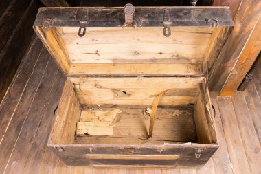 Empty old wooden chest