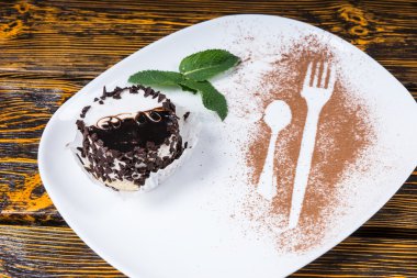 Decadent Chocolate Dessert on Plate with Mint