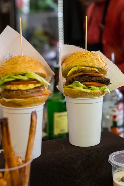 Aperitivos gourmet hambúrguer slider — Fotografia de Stock