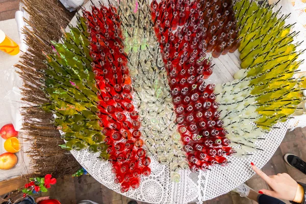 High Angle View of Gourmet Sodas Arranged on Table — Stok fotoğraf