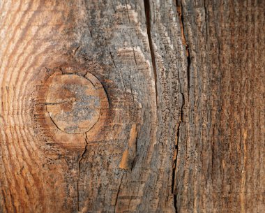 Düğümlü eski bir tahtanın dokusunu kapat.