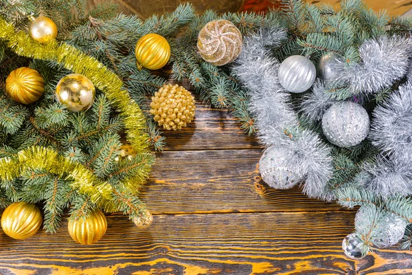 Gold and silver Christmas decorations — Stock Photo, Image