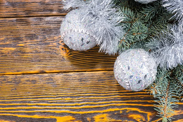 Silver Christmas bauble corner decoration — Stock Photo, Image