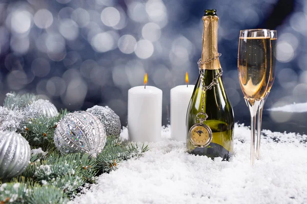 Kerstviering champagne — Stockfoto