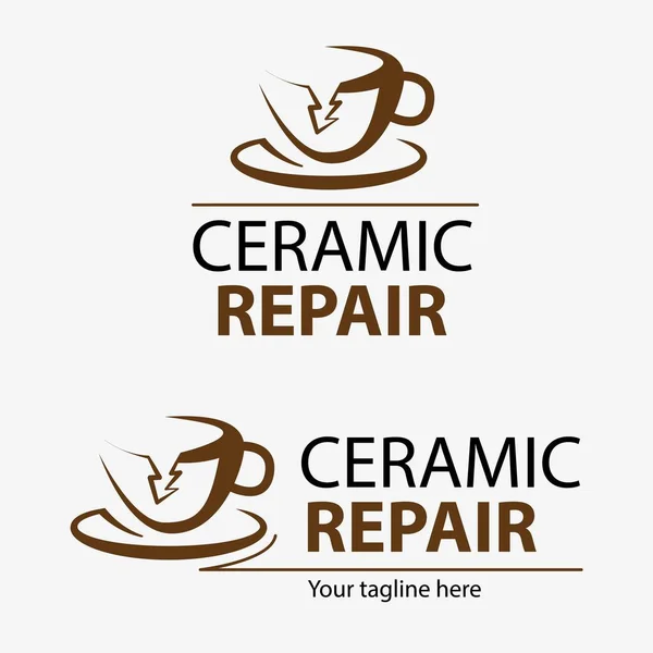 Fix Gebroken Keramische Cap Logo Restauratie Keramiek Servies Vazen — Stockvector