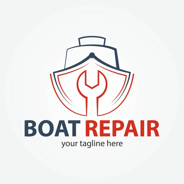 Boot Reparatie Onderhoud Renovatie Logo Boot Fix Pictogram — Stockvector