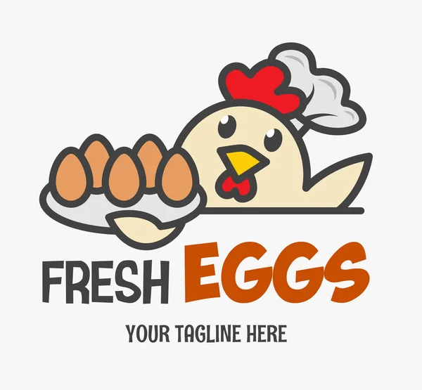 Logo Huevos Pollo Frescos Una Gallina Graciosa Con Sombrero Chef — Archivo Imágenes Vectoriales